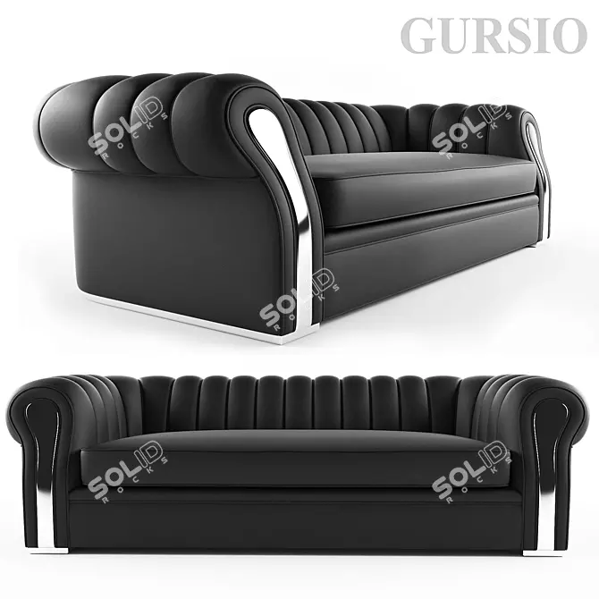 Elegant Black GURSIO Sofa 3D model image 1