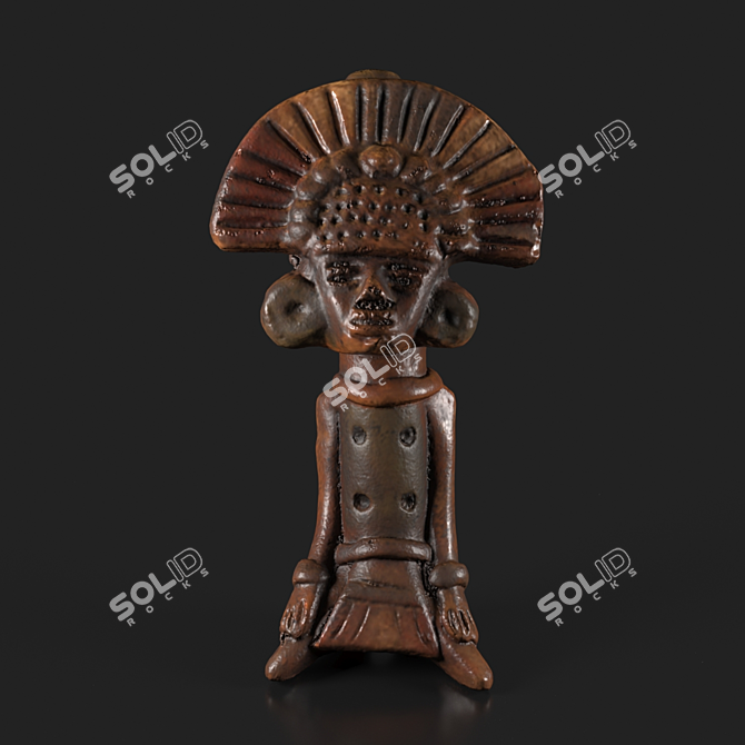 Mayan Whistle Statuette: Authentic Ceramic Art 3D model image 3