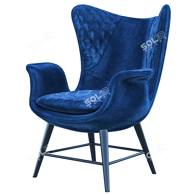 Kare Tudor Blue Velvet Accent Chair 3D model image 1