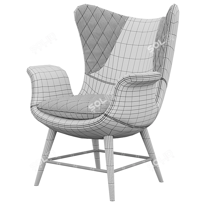 Kare Tudor Blue Velvet Accent Chair 3D model image 3