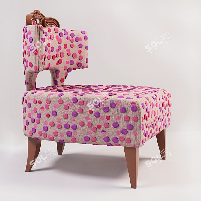 Elegant Rosy Art Deco Armchair 3D model image 2