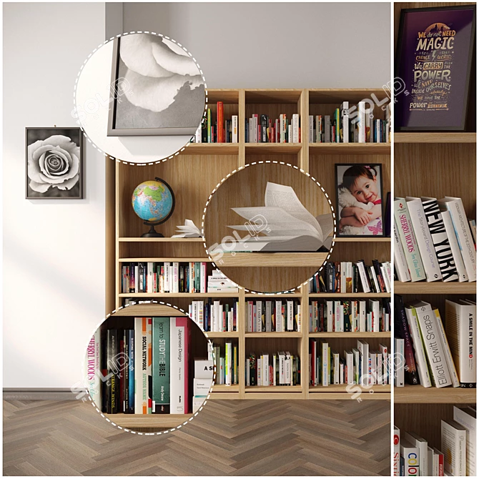 Elegant Classic Bookshelf: Enhance Your Interiors 3D model image 2
