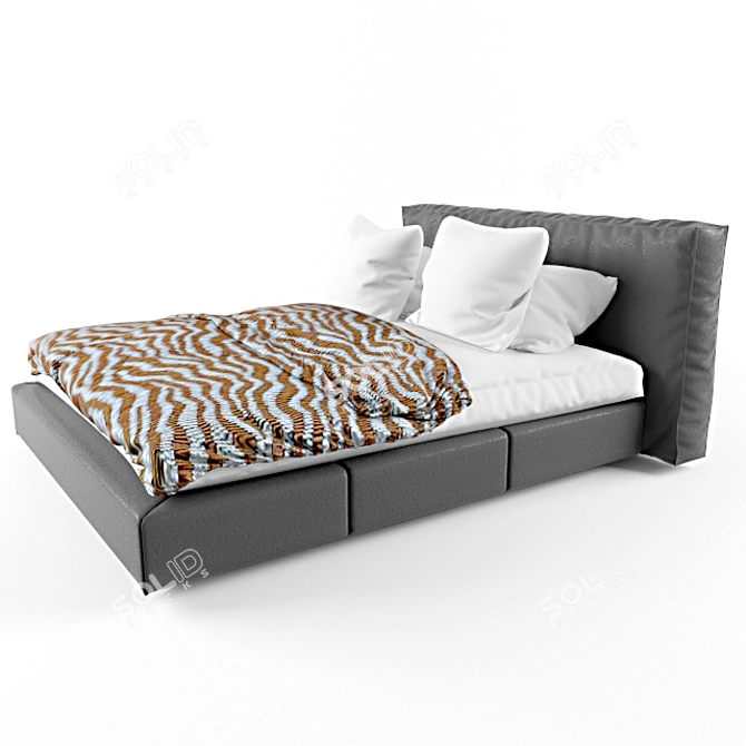 Italian Leather Bed 3D model image 1
