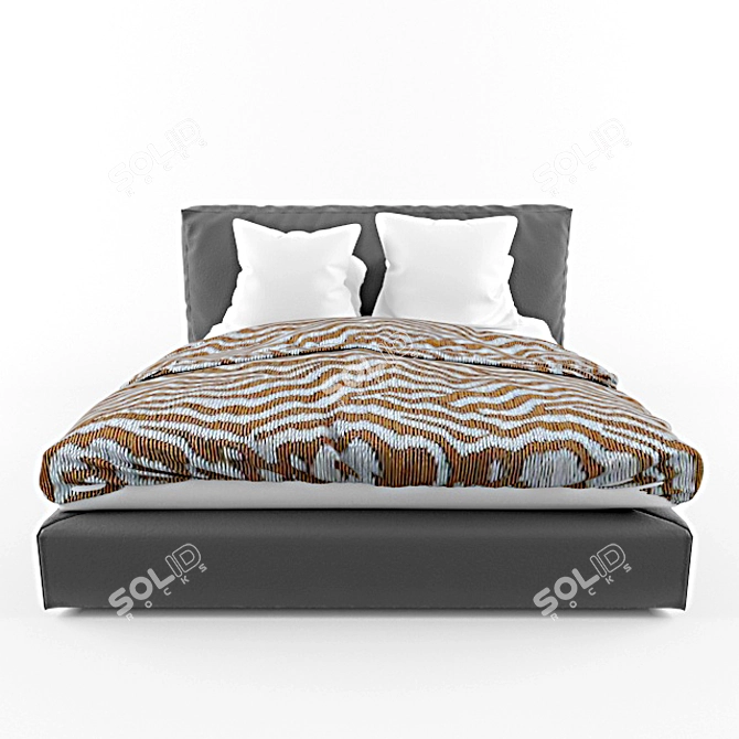 Italian Leather Bed 3D model image 2