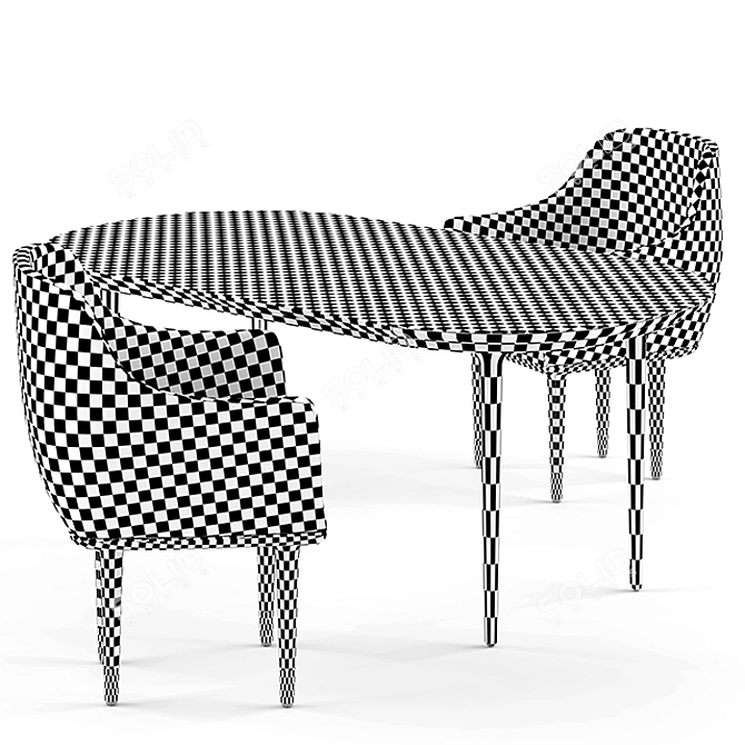 Elegant Lunar Dining Chair 3D model image 2
