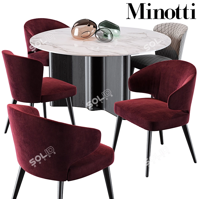 Minotti Aston: Stylish Dining Chair & Table 3D model image 1