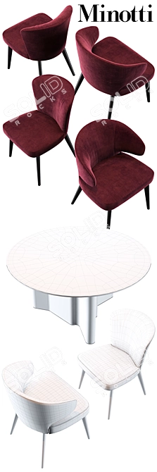 Minotti Aston: Stylish Dining Chair & Table 3D model image 3