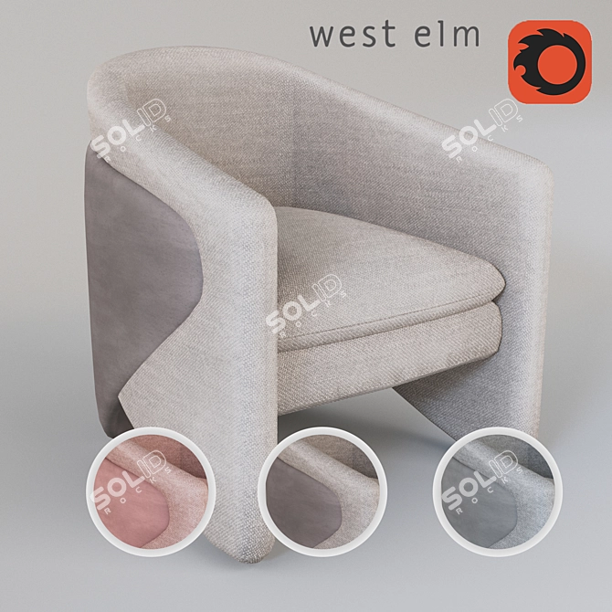 West Elm Thea Chair - Modern Style Seating 3D model image 1