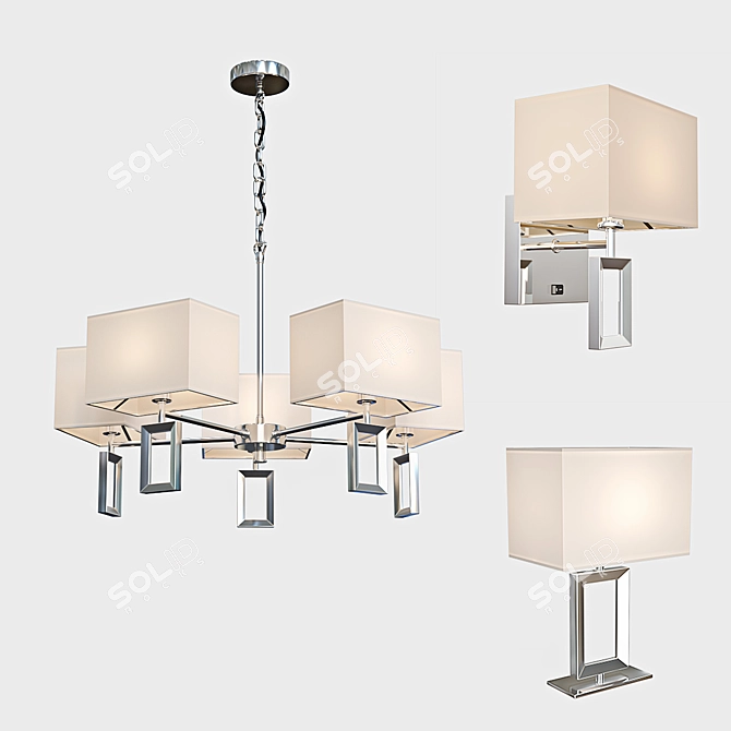 Elegant Square Chandeliers, Odeon Light 3D model image 1