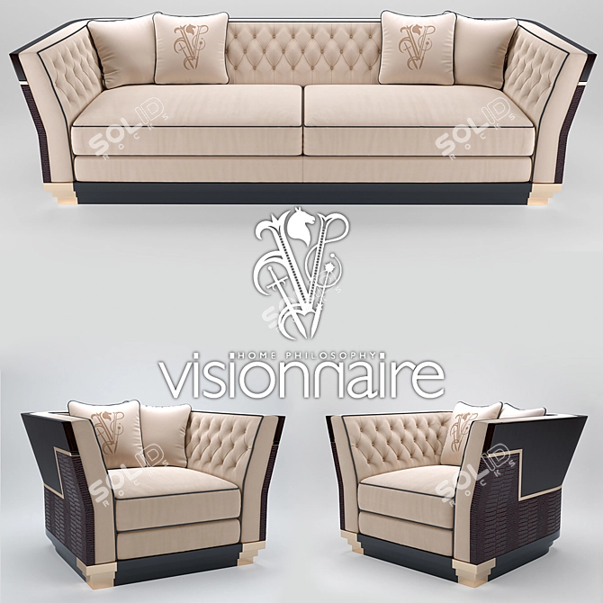 Berry Capitone Sofa and Armchair: Elegant PBR Design 3D model image 1