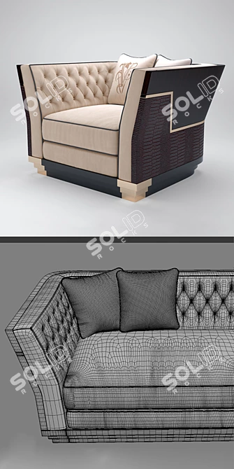 Berry Capitone Sofa and Armchair: Elegant PBR Design 3D model image 3
