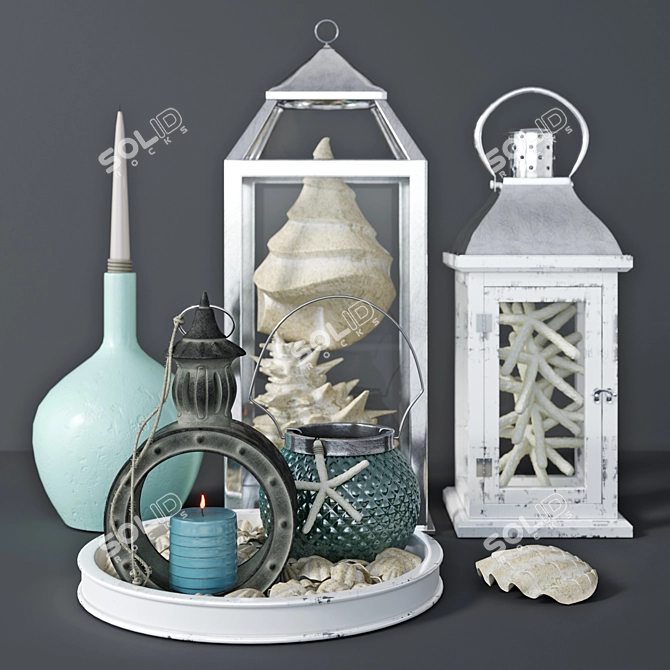 Nautical Vibes Sea Decor Set 3D model image 1