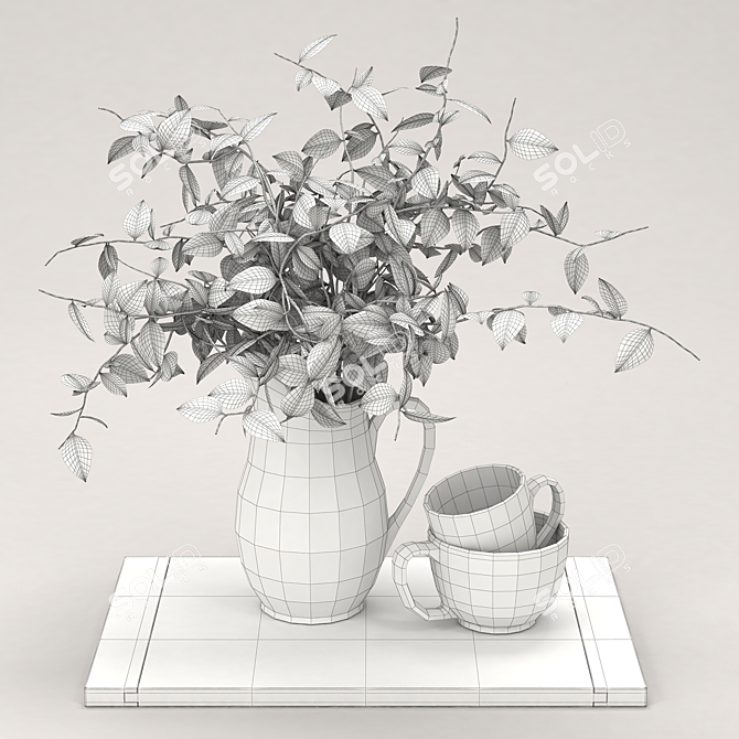Eco-Friendly Kitchen Plant & Cup 3D model image 2
