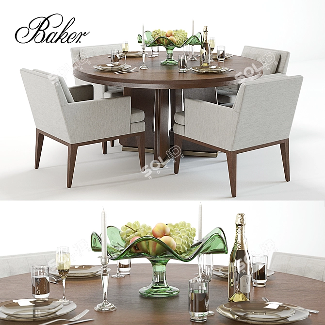 Elegant Baker Ceremony & Ojai Table Set 3D model image 1