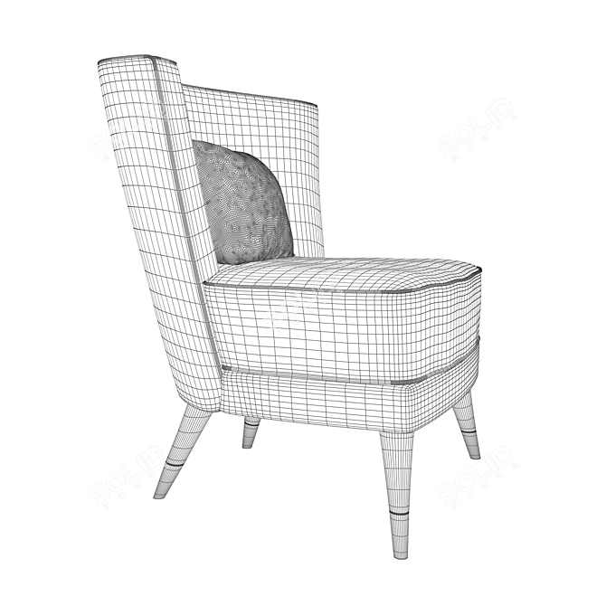 Mid Century Luxury Wood Occasional Chair 3D model image 3