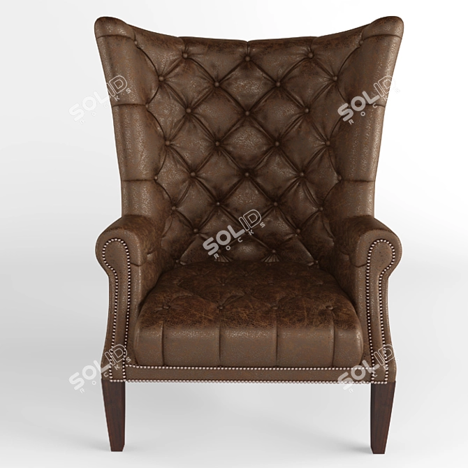 Elegant Wingback Lounge Chair 3D model image 1