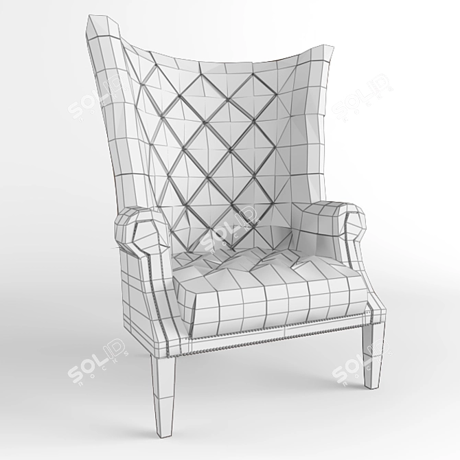 Elegant Wingback Lounge Chair 3D model image 3