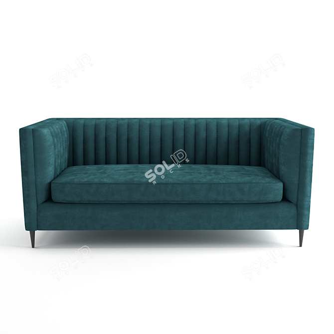 Blue Velvet Chesterfield Sofa 3D model image 2