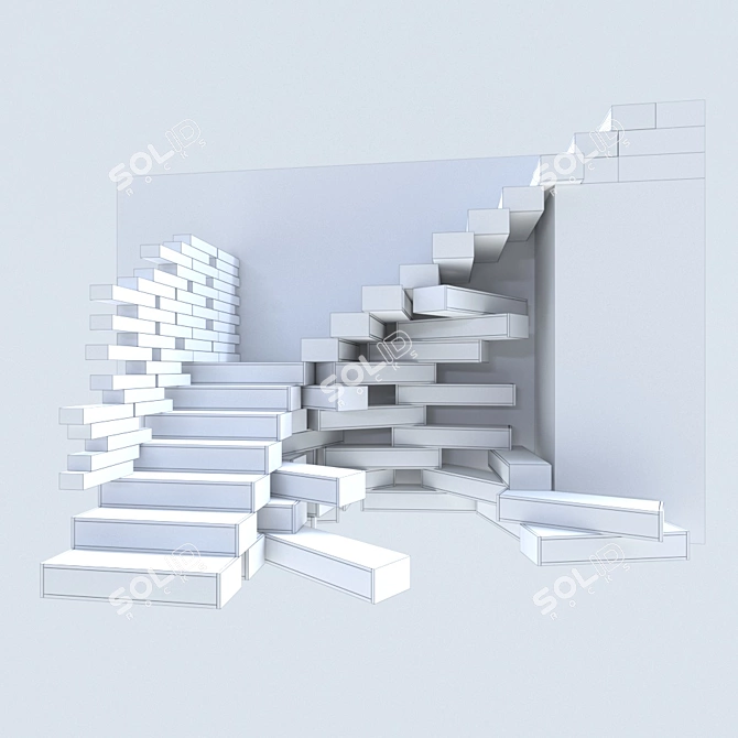 Jenga Stair: Innovative Ladder Design 3D model image 2