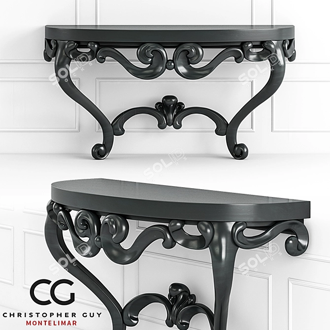 Elegant Scrolls Console Table 3D model image 1