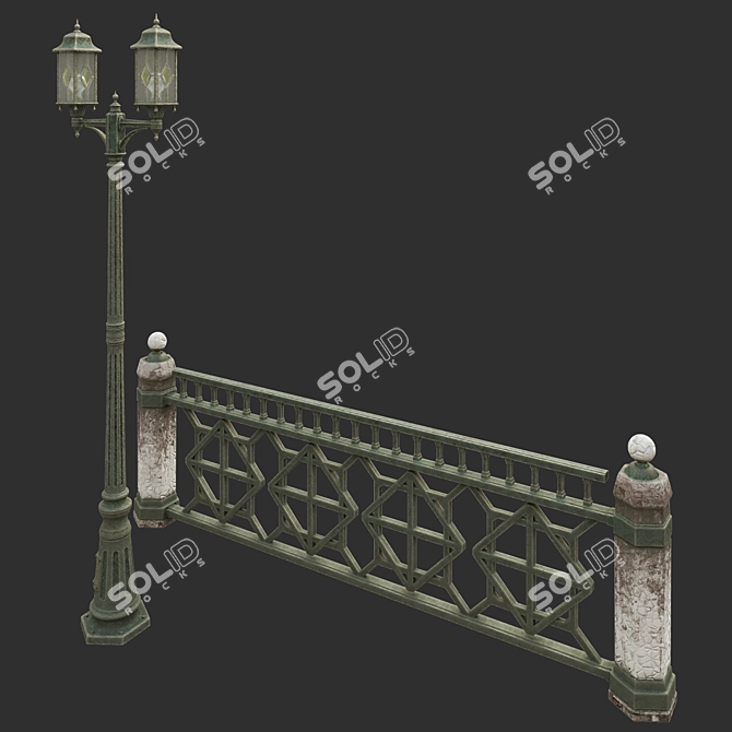 Urban Park Lantern with Sidewalk Guard 3D model image 2