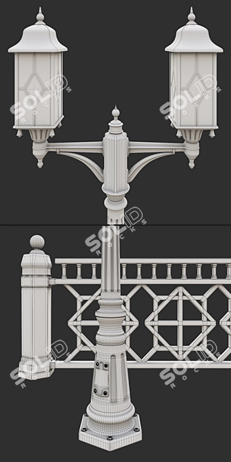 Urban Park Lantern with Sidewalk Guard 3D model image 3