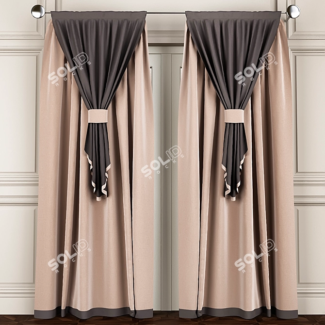 Triple Panel Window Curtains 3D model image 1