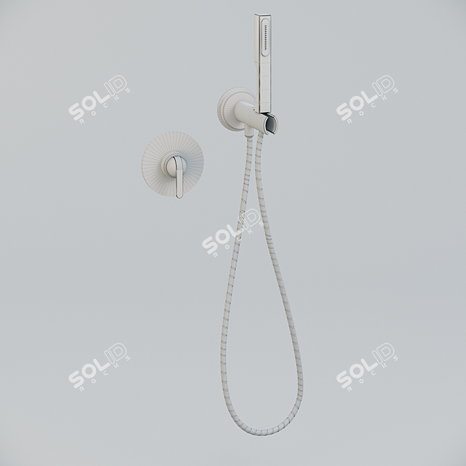 Sleek Wall-Mounted Shower Mixer 3D model image 2