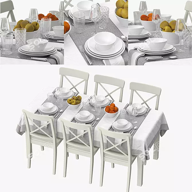 Stylish Ikea Dining Table Set 3D model image 1