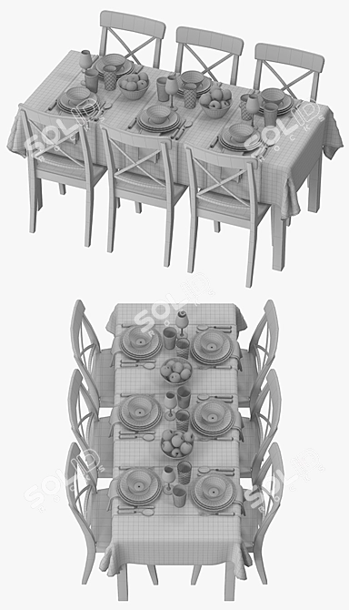 Stylish Ikea Dining Table Set 3D model image 3