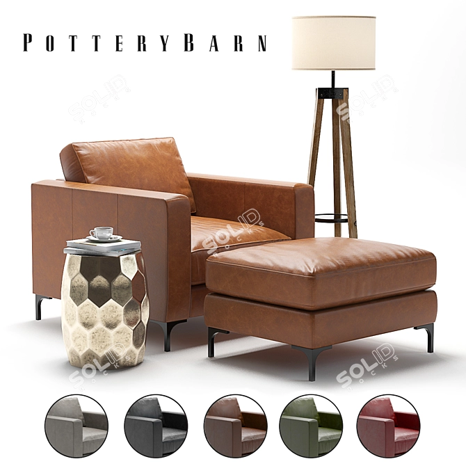 Pottery Barn Jake Armchair: Stylish and Comfortable 3D model image 1