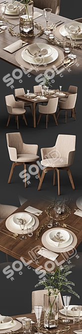 Elegant Venjakob Alexia Chair & Dining Table Set 3D model image 2