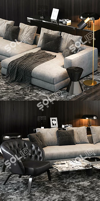 Elegant Minotti Hamilton Sofa 3D model image 2