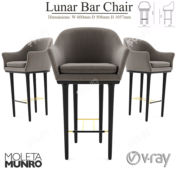 Modern Lunar Bar Chair- Sleek and Stylish Seating 3D model image 1