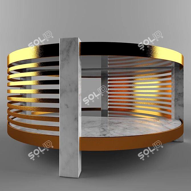 Marble and Glass Round Coffee Table 3D model image 2