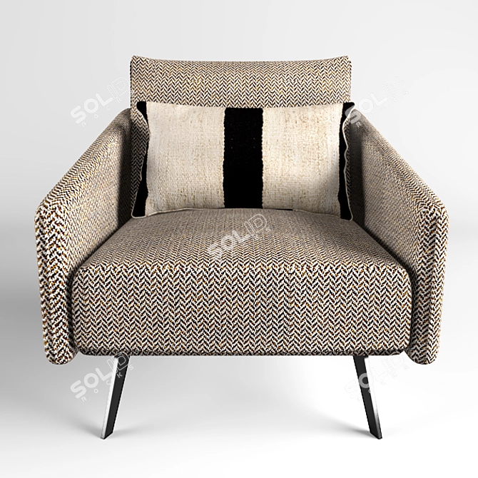 Mediterranean Style Armchair with Light Design 3D model image 1