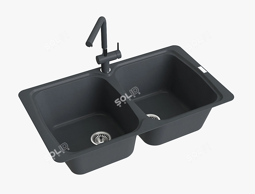 Franke Aneta Sink: Modern Onyx Finish 3D model image 2
