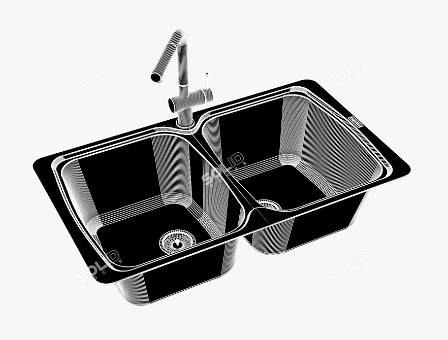 Franke Aneta Sink: Modern Onyx Finish 3D model image 3
