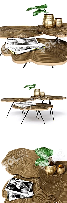 Elegant Brass Coffee Table 3D model image 2