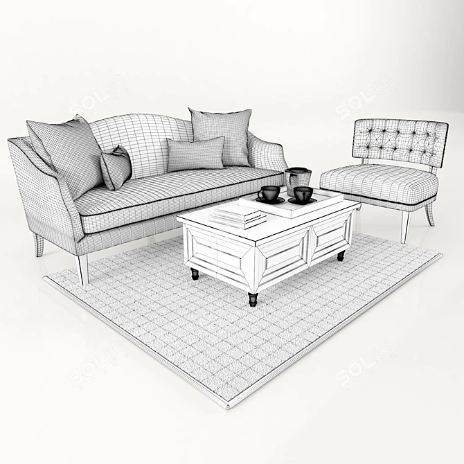 Luxury Seating Set: Mamelle Sofa, Portette Chair 3D model image 2