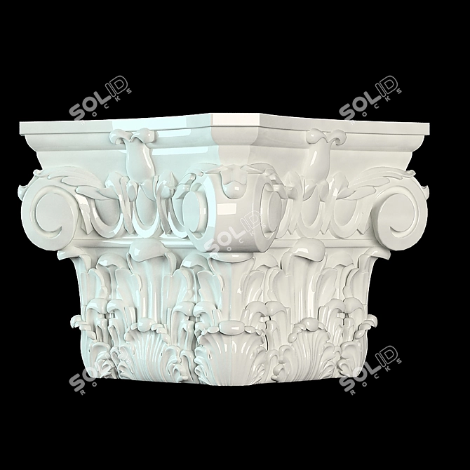 Classic Corinthian Capital: 26x26cm, 21cm Height 3D model image 1