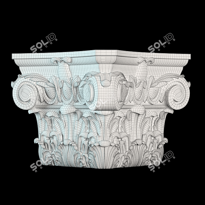 Classic Corinthian Capital: 26x26cm, 21cm Height 3D model image 3