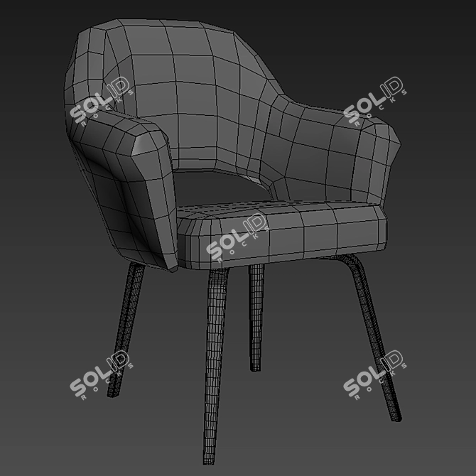 Elegant Saarinen Wood Leg Armchair 3D model image 2