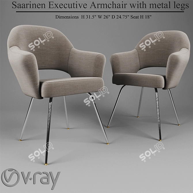 Modern Saarinen Metal Leg Armchair 3D model image 1