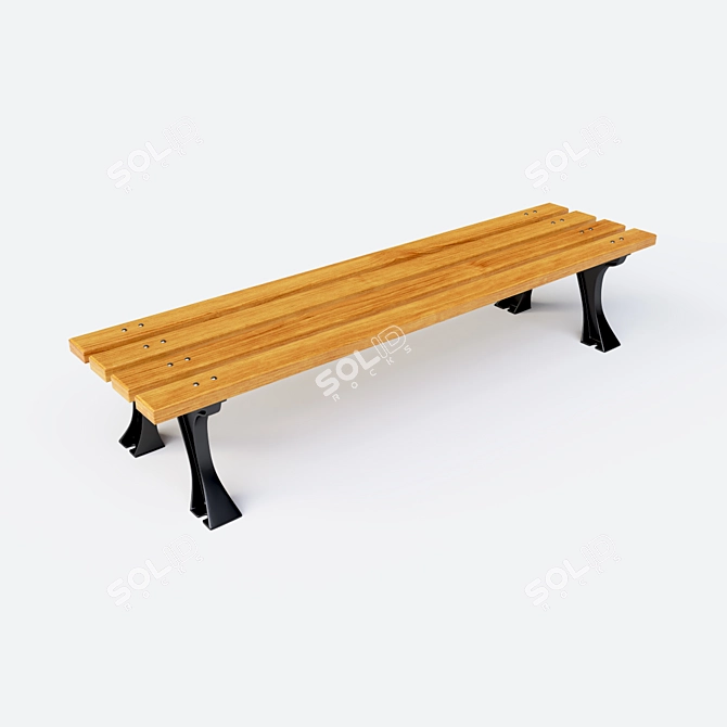 Durable Cast-Iron Bench 3D model image 1