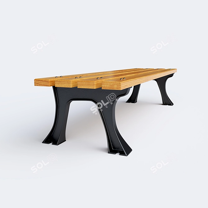 Durable Cast-Iron Bench 3D model image 2