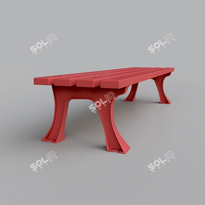 Durable Cast-Iron Bench 3D model image 3