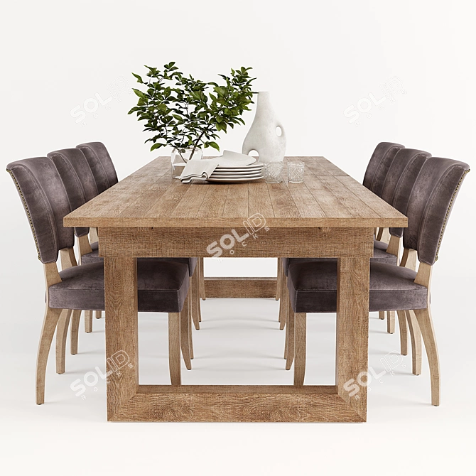 Modern Causeway Dining Set 3D model image 1