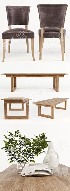 Modern Causeway Dining Set 3D model image 2