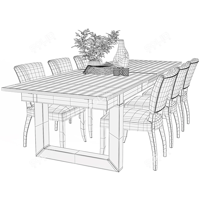 Modern Causeway Dining Set 3D model image 3